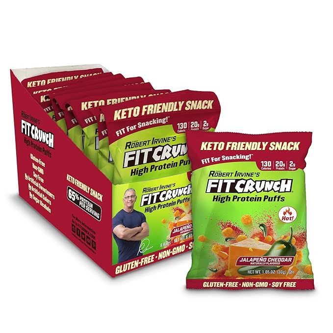 Fit Crunch Low Carb Protein Puffs, Keto-Friendly High Protein Puff Snack, Low Sugar, Non-GMO, Glu... | Amazon (US)