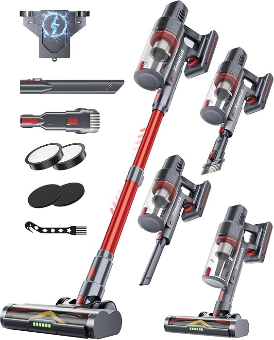 Cordless Vacuum Cleaner, 75Mins/48KPa/580W Self-Standing Vacuum Cleaners for Home, with Anti-Stat... | Amazon (US)