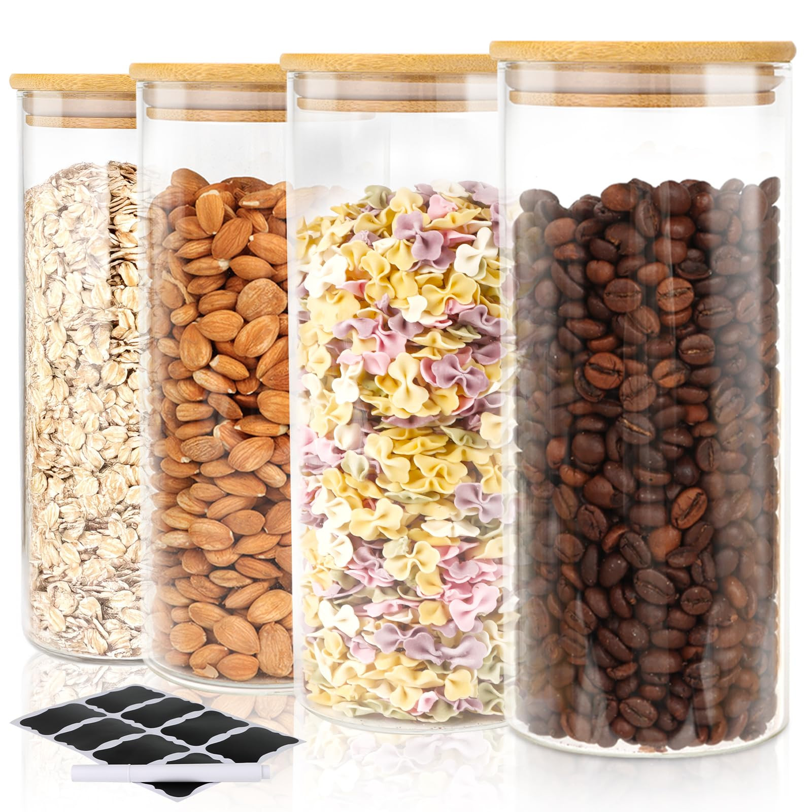 FoiiLiio Vorratsdosen Glas mit Holzdeckel 4er Set 1L Vorratsgläser mit Deckel Rund Aufbewahrungs... | Amazon (DE)