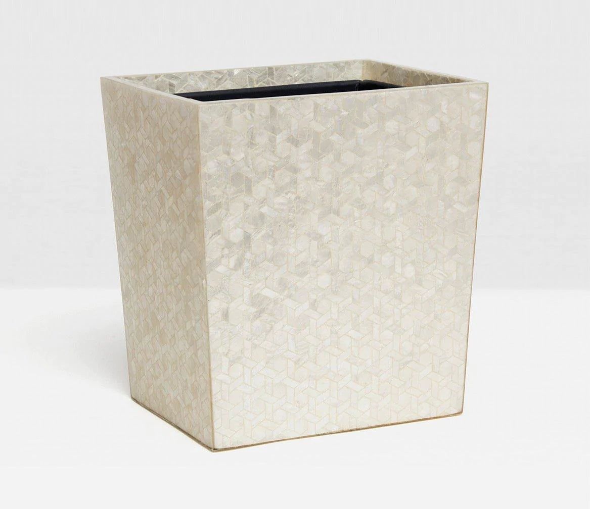 Pigeon & Poodle Melfi Rectangular Wastebasket in Pearlized Capiz Shell | The Well Appointed House, LLC