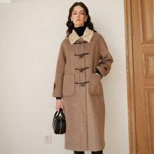 Dual Pocket Drop Shoulder Duffle Overcoat | SHEIN