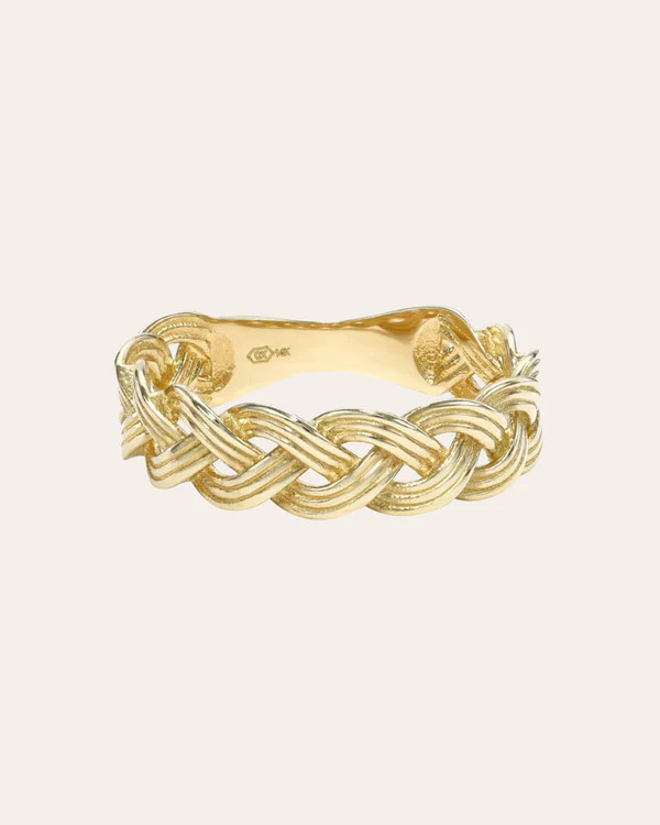 14K Gold Retro Woven Ring | Zoe Lev Jewelry