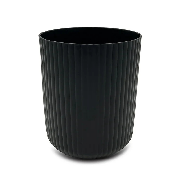 Mainstays 1.64 Gallon Plastic Ribbed Wastebasket, Black | Walmart (US)