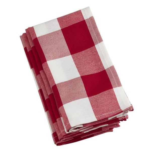 SARO 5026.RW20S 20 in. Square Buffalo Plaid Check Pattern Design Cotton Napkins - Red & White  Se... | Walmart (US)