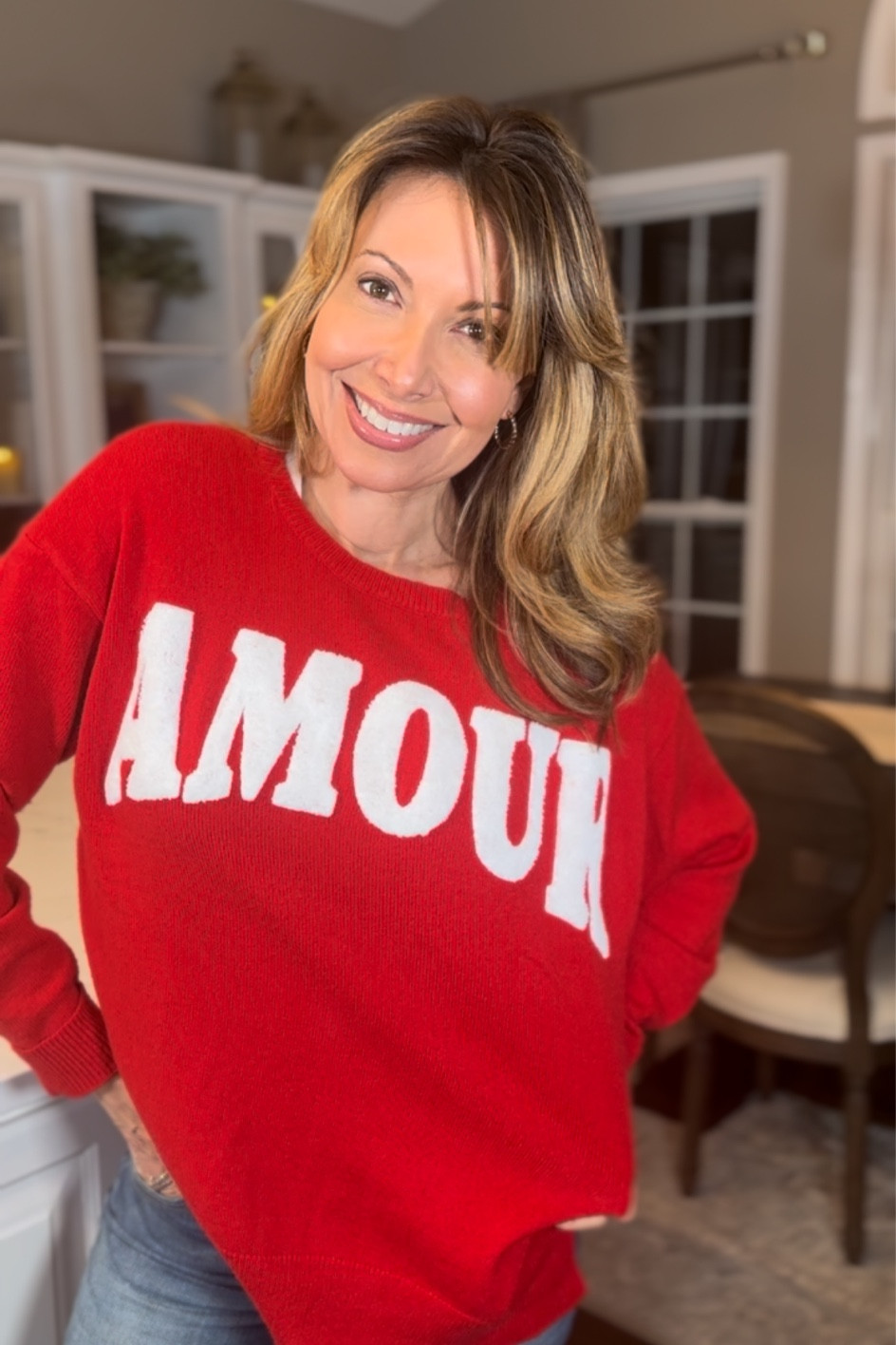 Cozy and cute Amour sweater. 

#LTKparties #LTKstyletip #LTKSeasonal
