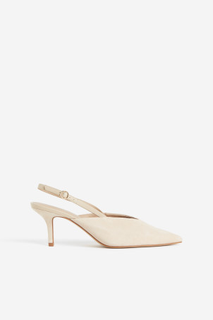 Leather slingbacks - Cream - Ladies | H&M GB | H&M (UK, MY, IN, SG, PH, TW, HK)