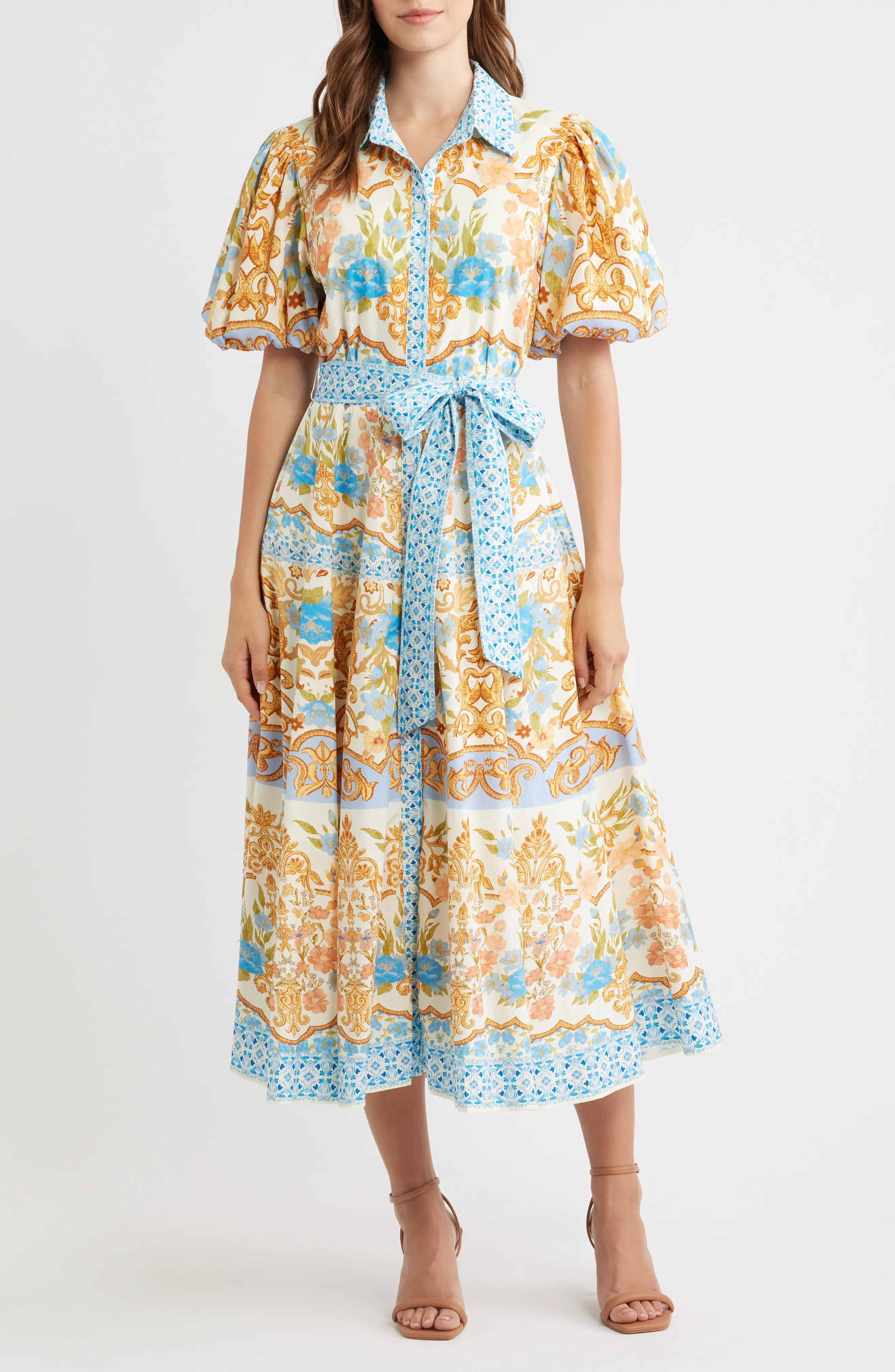FLYING TOMATO Print Cotton Midi Dress (Women) | Nordstrom | Nordstrom