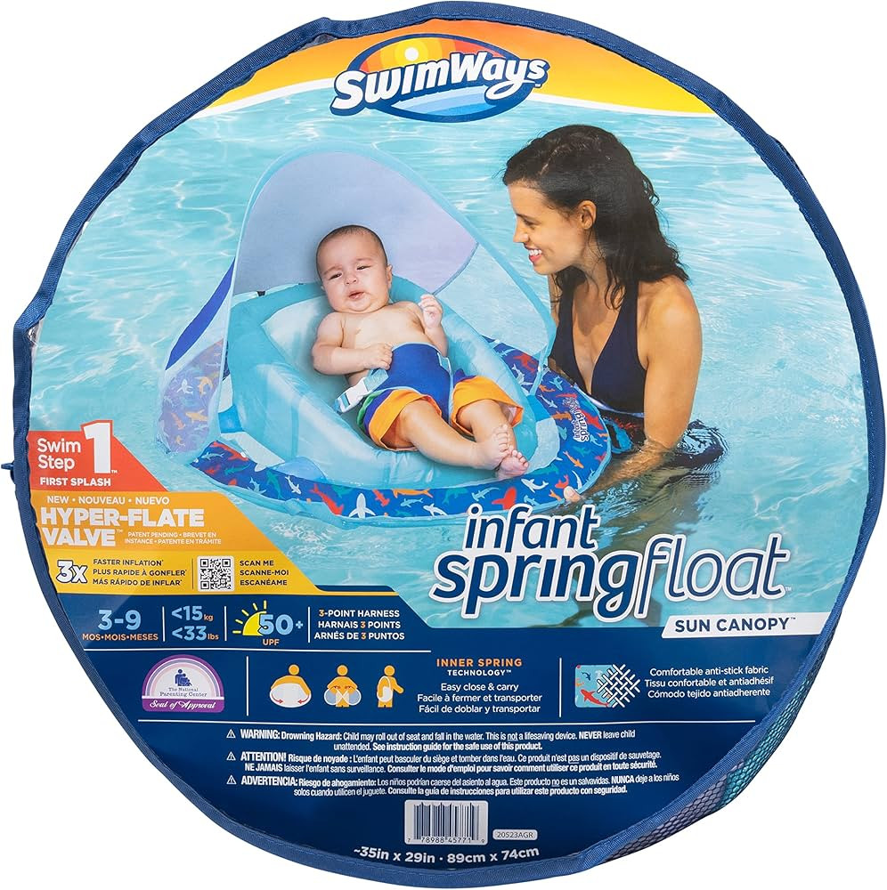 SwimWays Infant Baby Spring Float with Adjustable Sun Canopy - Blue Shark 6067827 | Amazon (US)