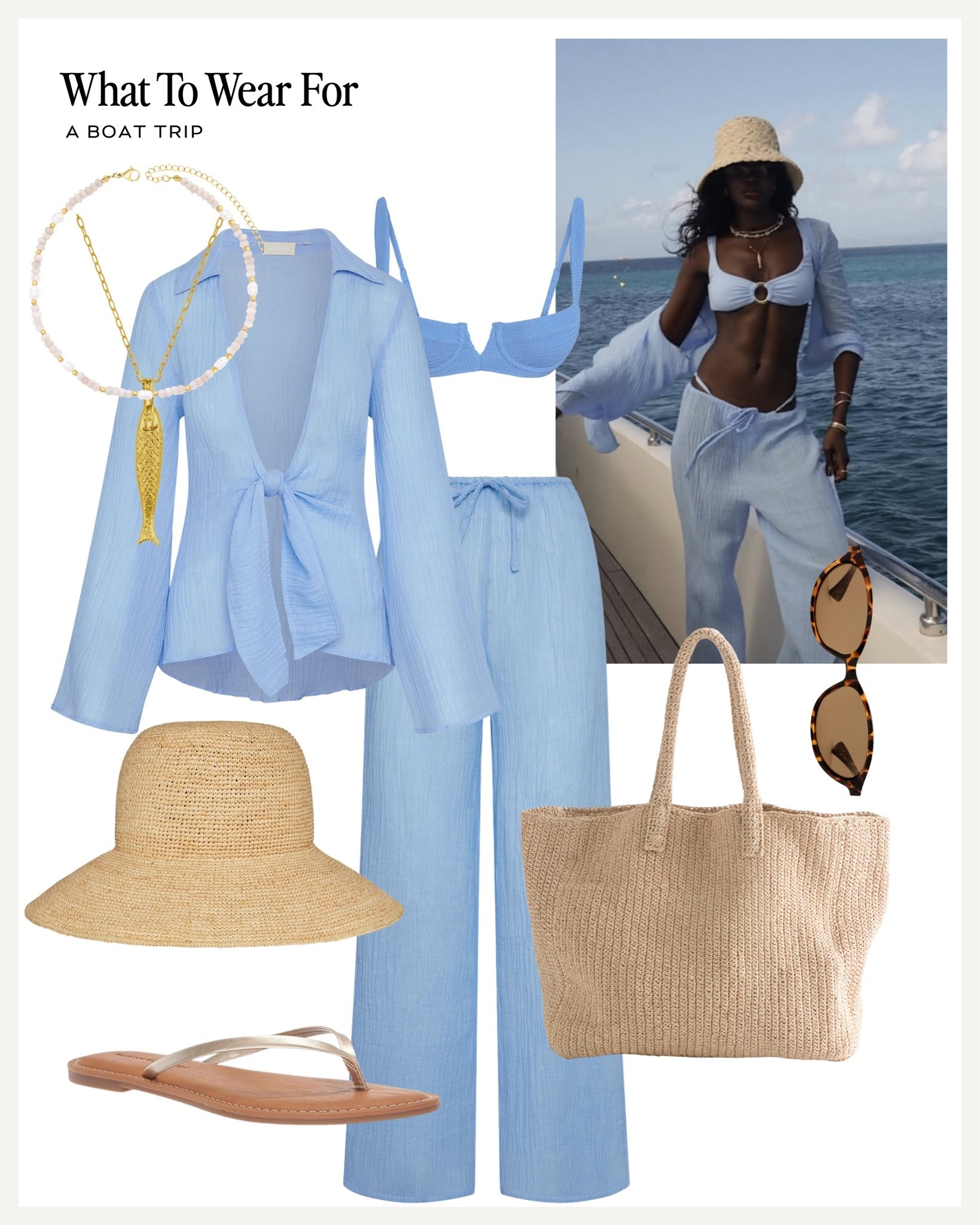 A boat trip 🩵

Holiday outfits, powder blue, summer style, beachwear, bikini, beach coverup

#LTKsummer #LTKswimwear
