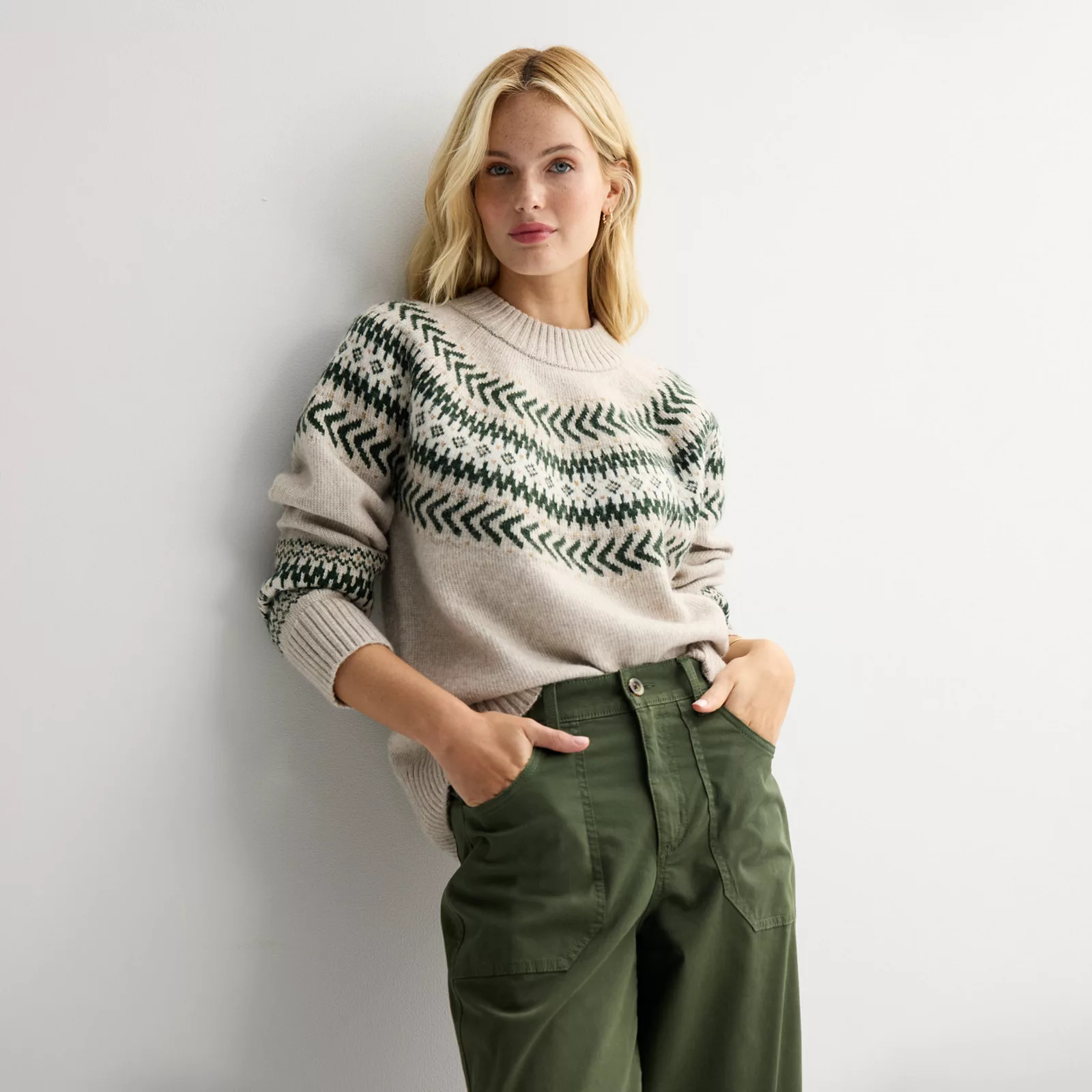 Women's Sonoma Goods For Life\u00ae Patterned Cozy Crewneck Sweater | Kohl's
