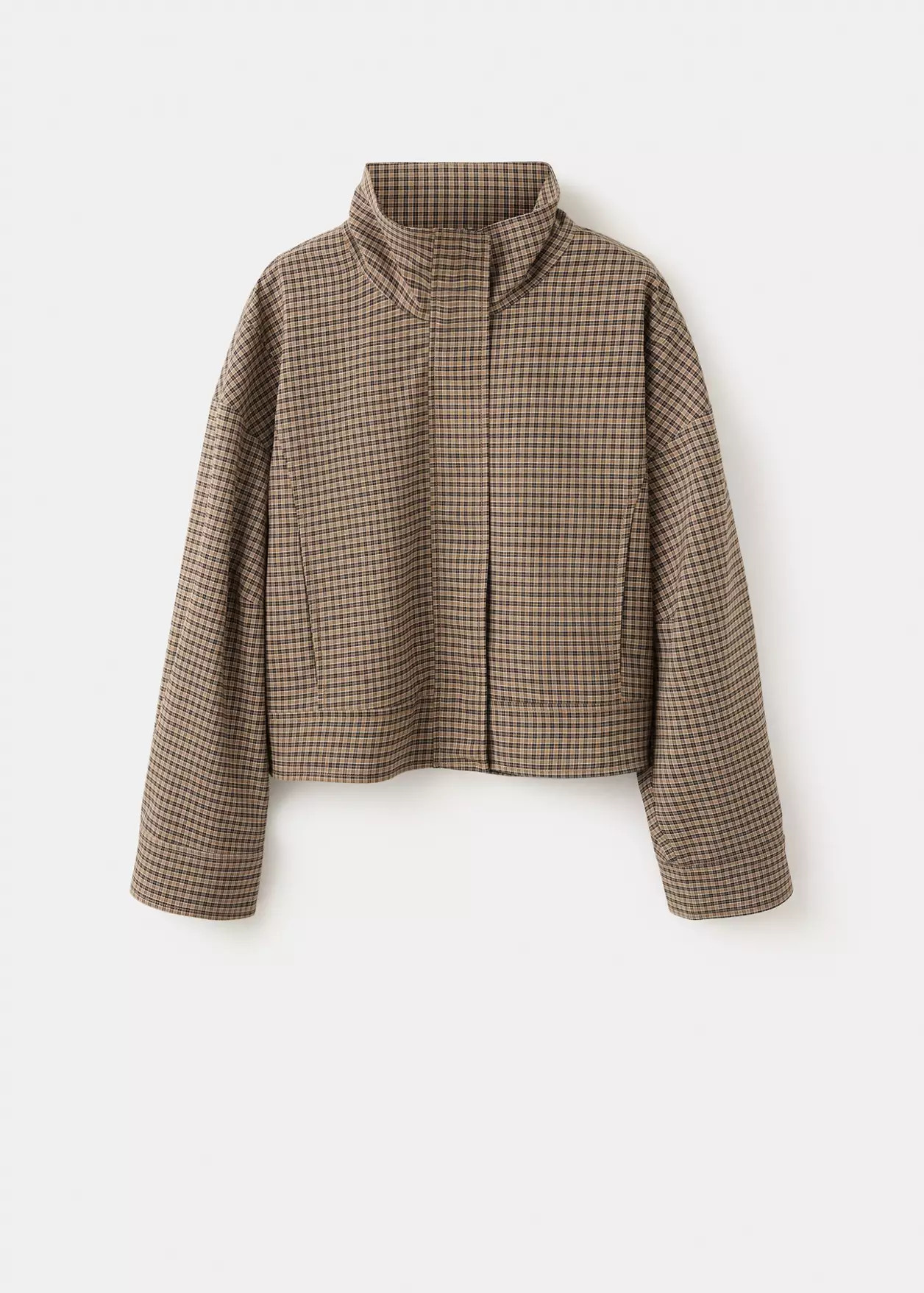 Checked jacket with funnel neck | MANGO (UK)