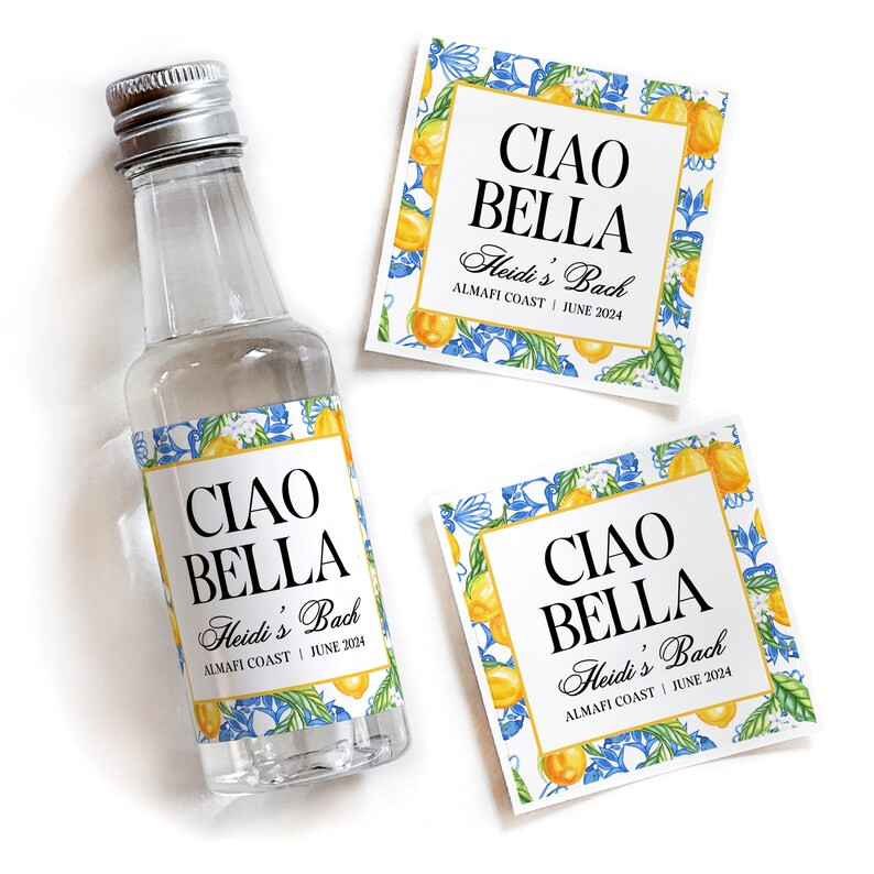 Italian Summer Bachelorette Shot Labels, Ciao Bella Lemon Bachelorette, Limoncello Mediterranean ... | Etsy (US)