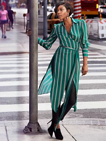 7th Avenue - Stripe Maxi Shirt | New York & Company