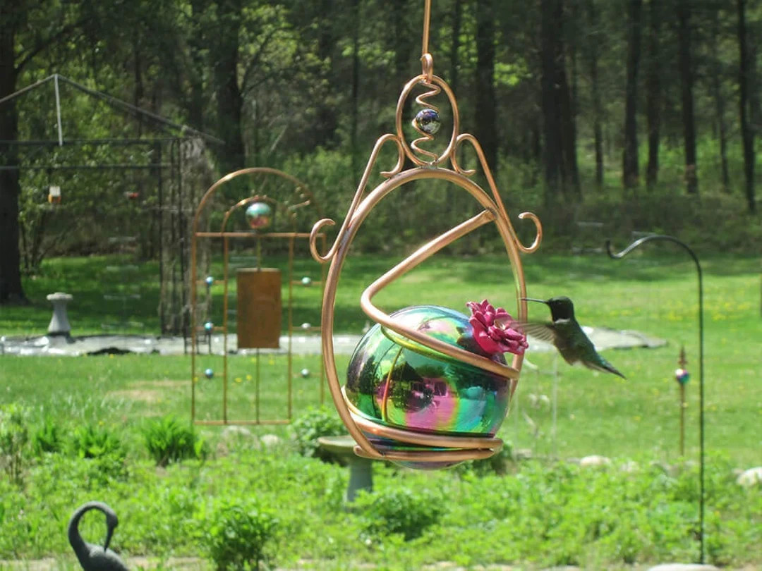 Hummingbird Feeder, Copper Hummingbird Feeder with Stainless Steel Globe | Etsy (US)