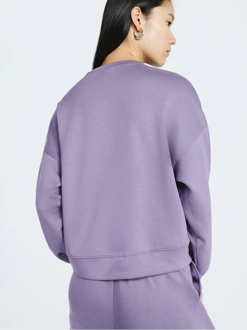 Scoop Women's and Women's Plus New Scubaknit Cropped Sweatshirt with Drop Sleeves, Sizes XS-4X | Walmart (US)