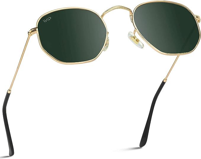 WearMe Pro - Geometric Round Gold Frame Retro Polarized Sunglasses | Amazon (US)