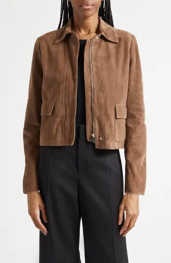 Reiss Dylan Suede Jacket in Taupe Neutral at Nordstrom Rack, Size 14 | Nordstrom Rack