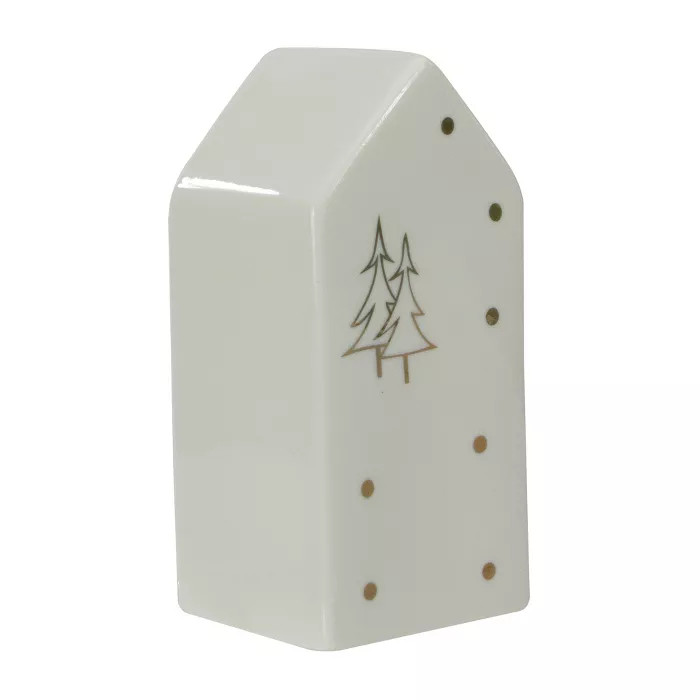 Northlight 5" White and Gold Ceramic House Christmas Tabletop Decoration | Target