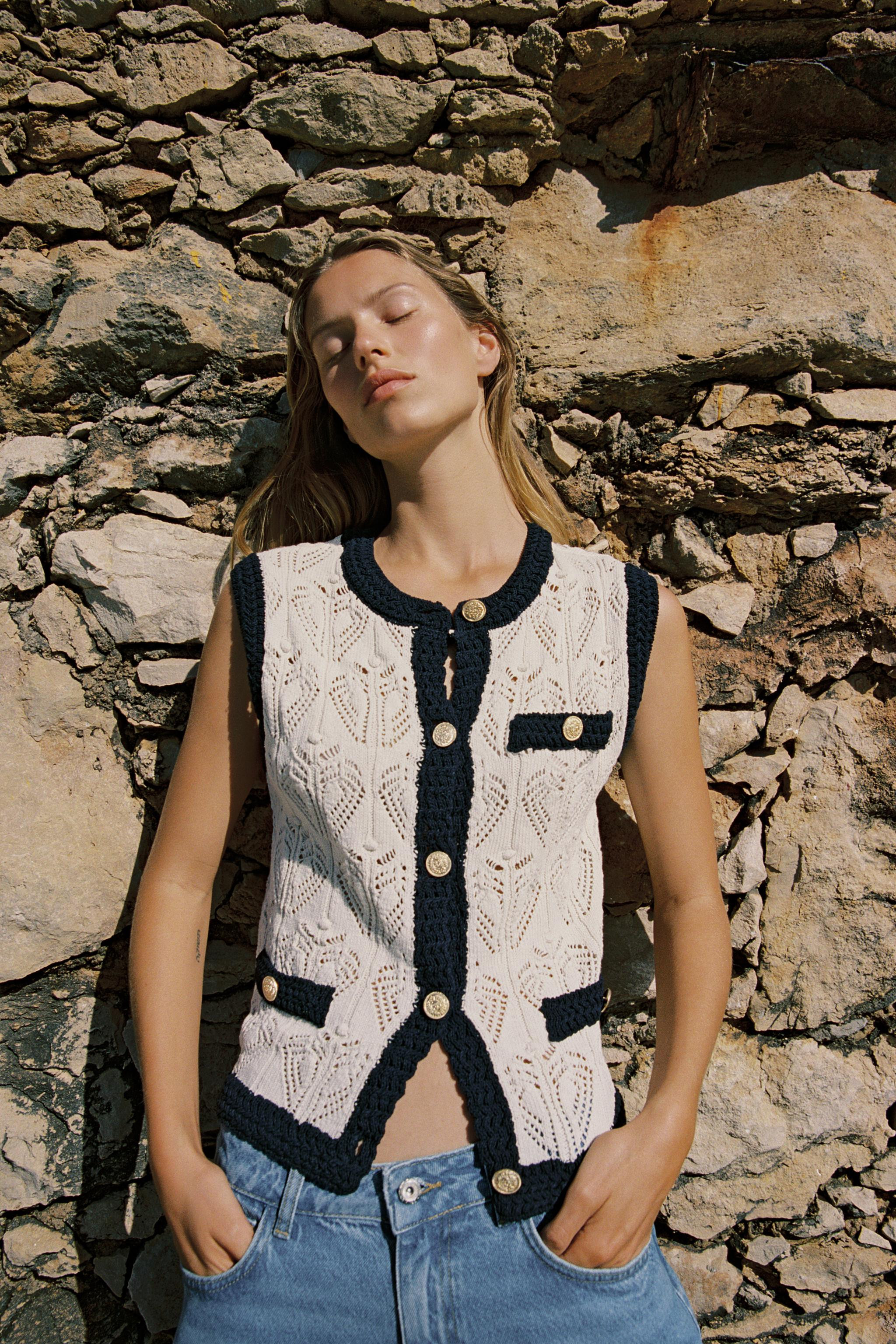 POINTELLE KNIT VEST TOP | Zara US