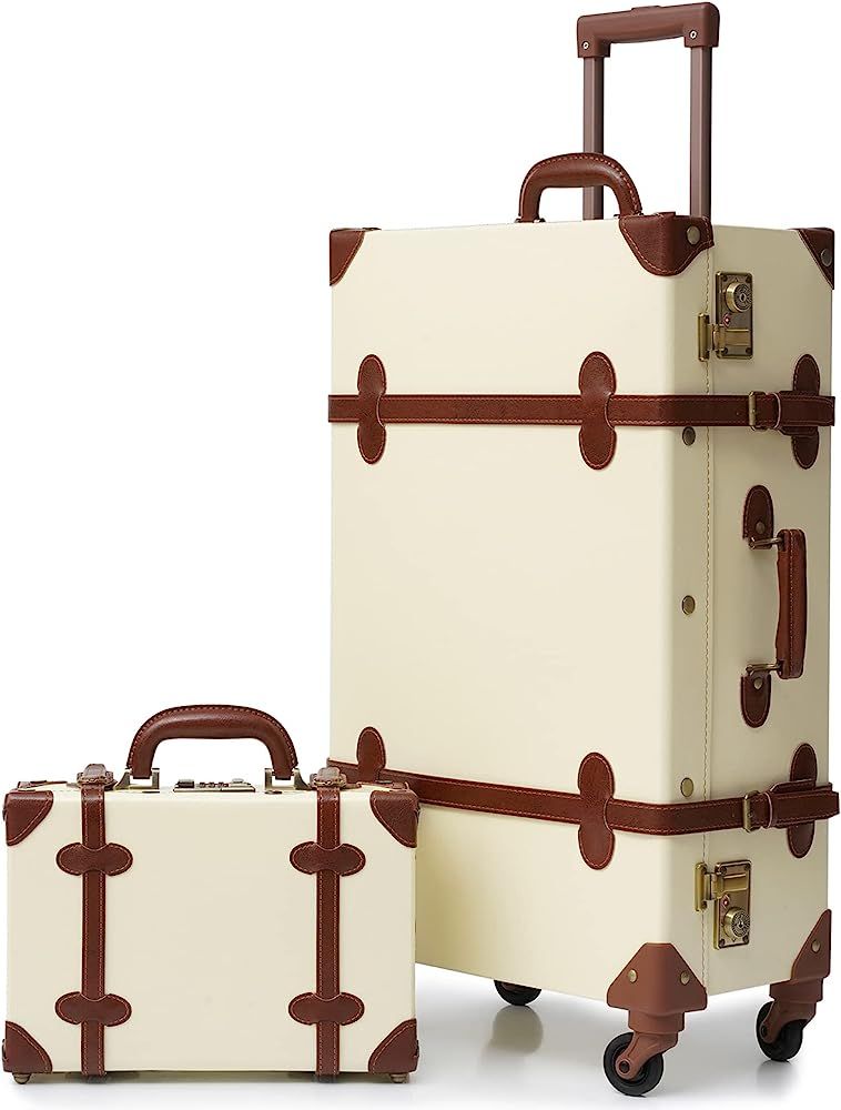 universal trotter Vintage Luggage Set, 2 Piece Suitcase Sets with Spinner Wheels, Leather Carry o... | Amazon (US)