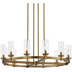 Stiffel Aron 36" Wide Brass 12-Light Wagon Wheel Chandelier | www.lampsplus.com | Lamps Plus