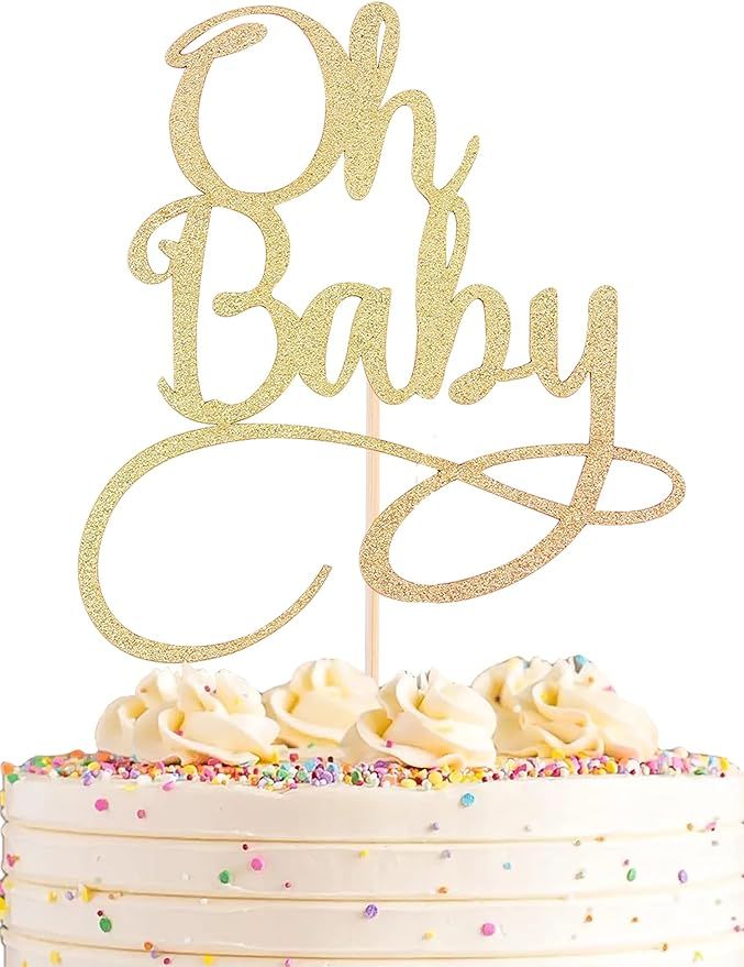 AHAORAY Oh Baby Cake Topper - Premium Gold Baby Birthday Party Cake Decoration Supplies, for Baby... | Amazon (US)