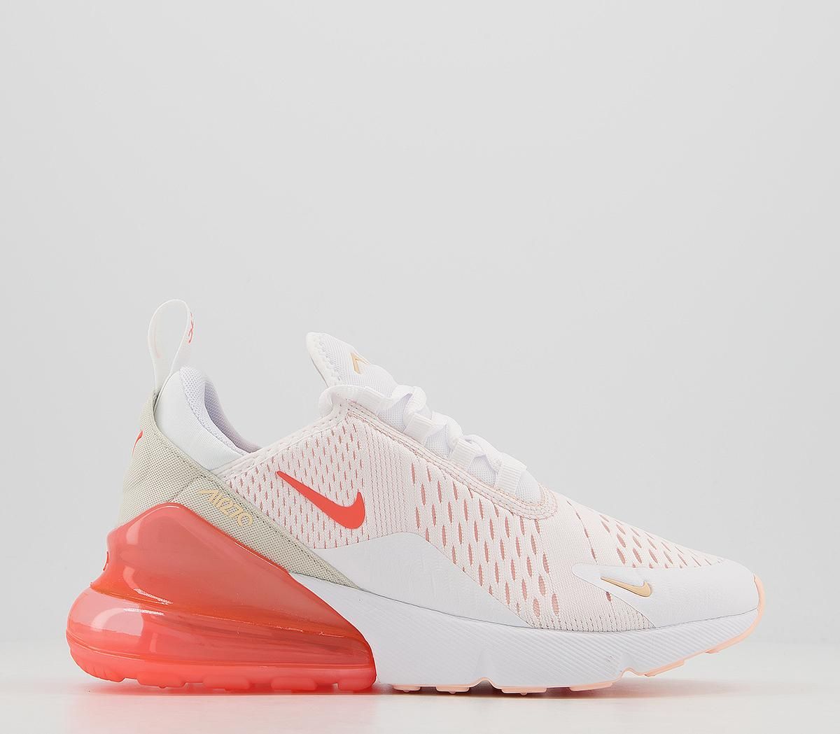 Nike Air Max 270 Trainers White Bright Mango Crimson Tint F - Hers trainers | OFFICE London (UK)