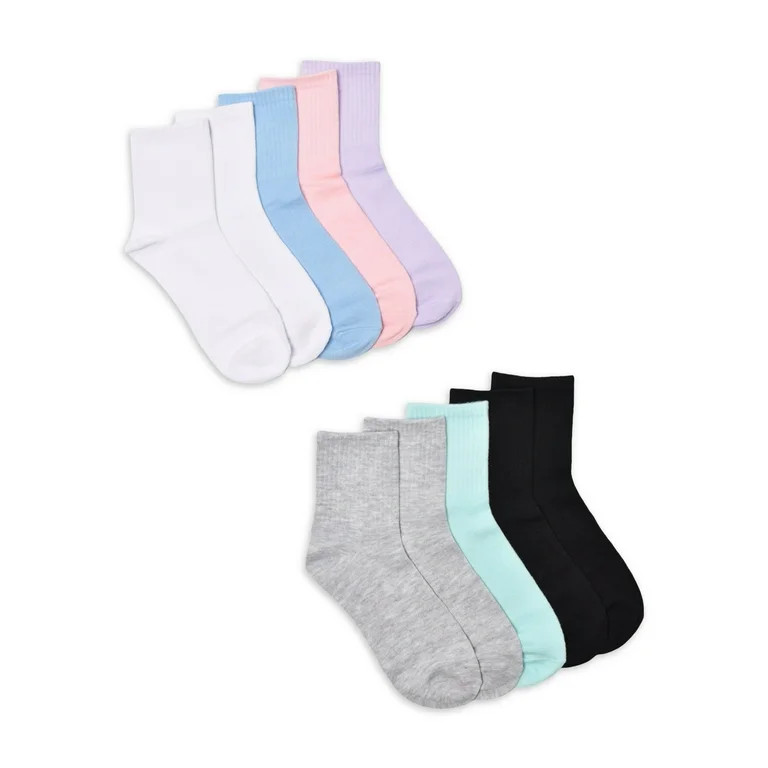 No Boundaries Women's Graphic Shortie Crew Socks, 10-Pack, Shoe Size 4-10 | Walmart (US)