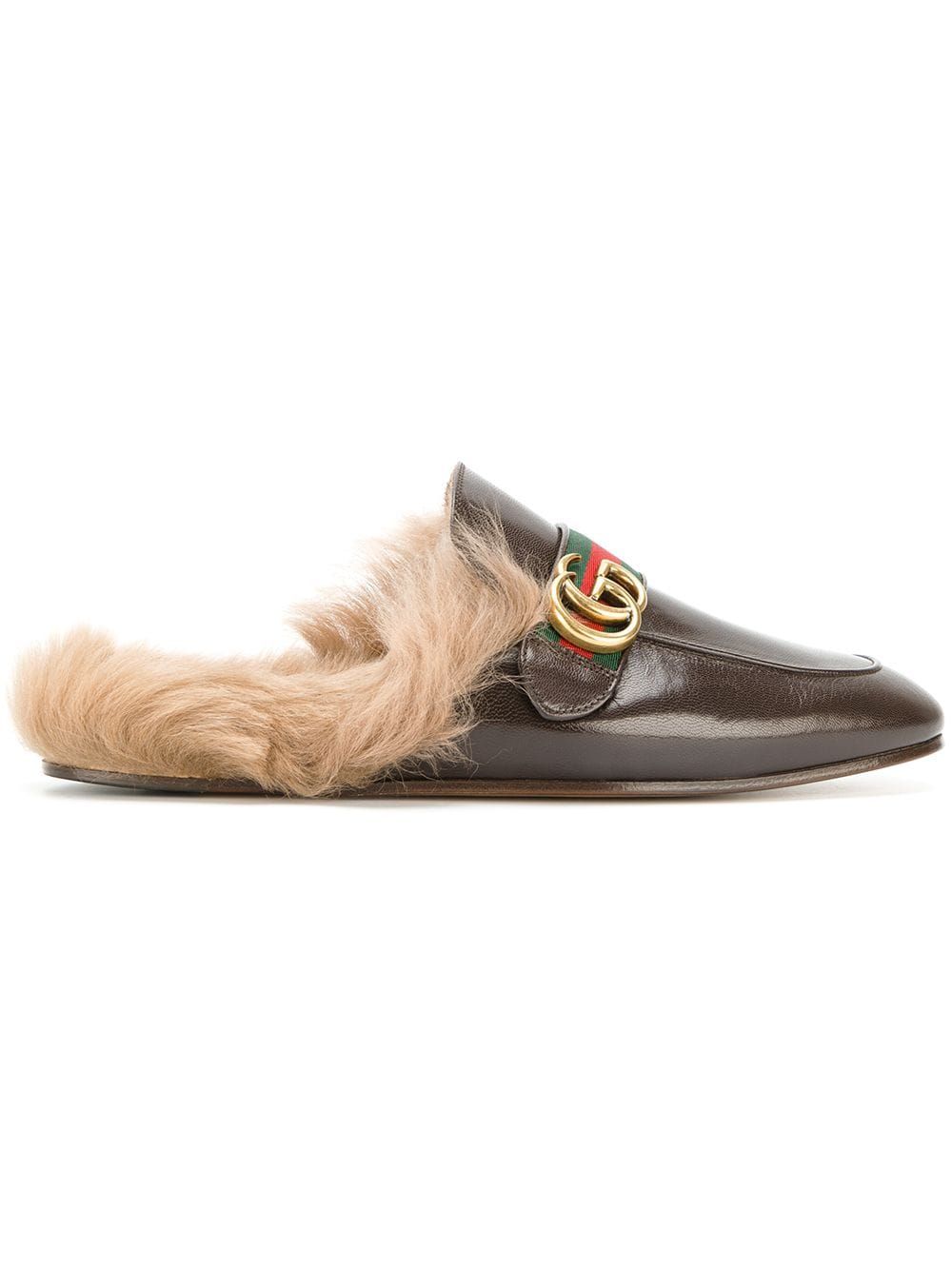 Gucci Princetown appliqué slippers - Brown | FarFetch US