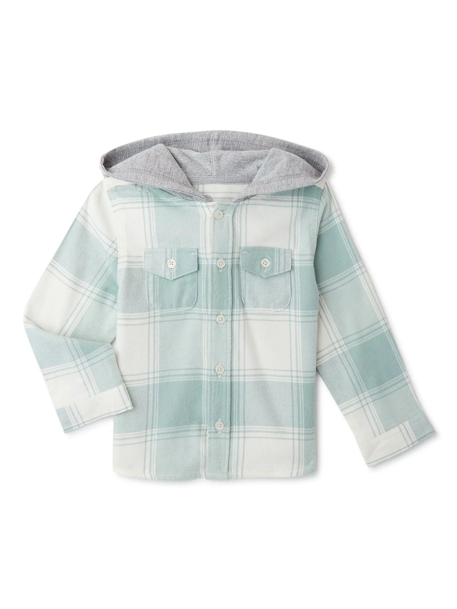 Wonder Nation Baby and Toddler Boys’ Hooded Flannel Shirt, Sizes 12M-5T | Walmart (US)