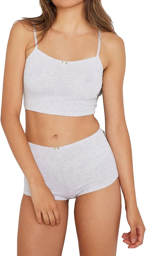 Women Y2k Pajamas Sets 2 Piece Outfits Sleeveless Lace Camisole and Shorts Lounge Set Sleepwear | Amazon (US)