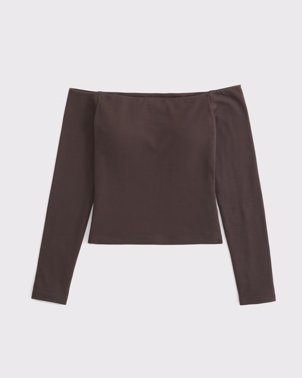 Women's Bra-Free Off-The-Shoulder Long-Sleeve Top | Women's Tops | Abercrombie.com | Abercrombie & Fitch (US)