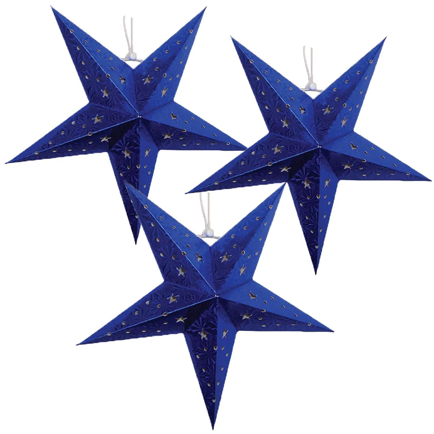 Just Artifacts - Star Shaped Paper Lantern/Lamp Hanging Decoration - (Set of 3, 18inch, Blue) - W... | Walmart (US)