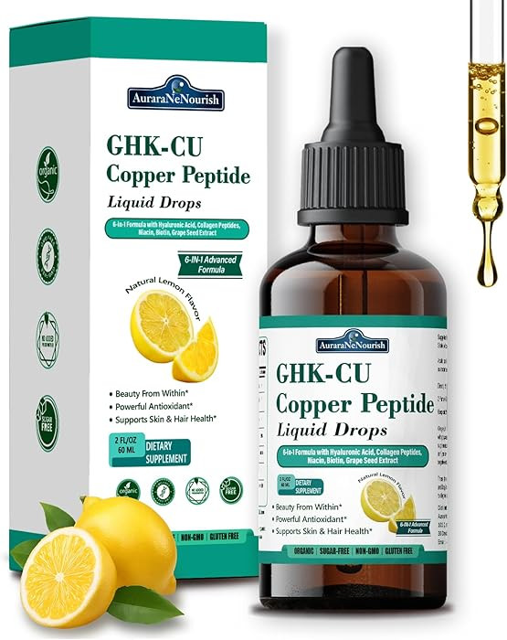 GHK-Cu Copper Peptide Oral Liquid Drops, 6-in-1 Liposomal GHK Cu Supplement w. Marine Collagen Pe... | Amazon (US)