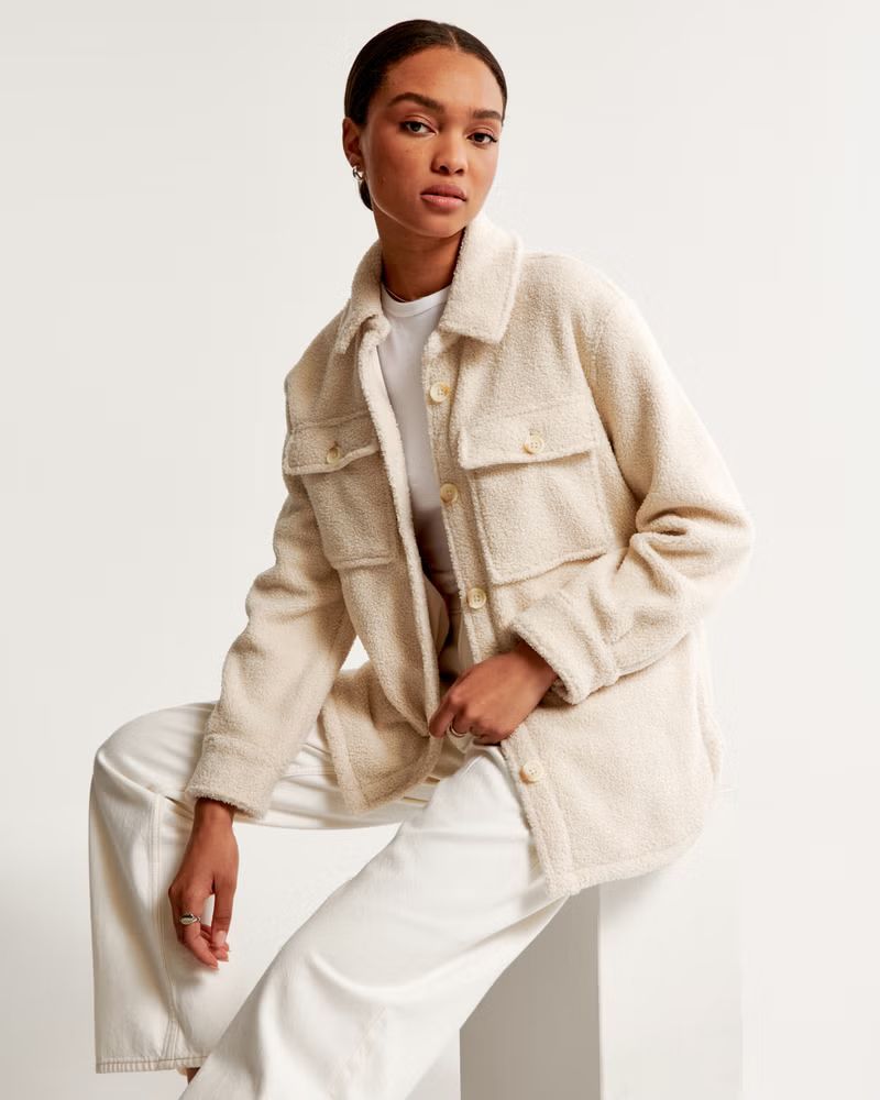 Women's Sherpa Shirt Jacket | Women's Clearance | Abercrombie.com | Abercrombie & Fitch (US)