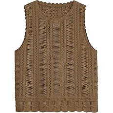 KIRUNDO Beach Vacation Clothes for Women Spring Summer Crochet Sweater Vest Tank Tops Cover Ups R... | Amazon (US)