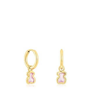 Silver vermeil Gregal pink bear hoop earrings | TOUS USA