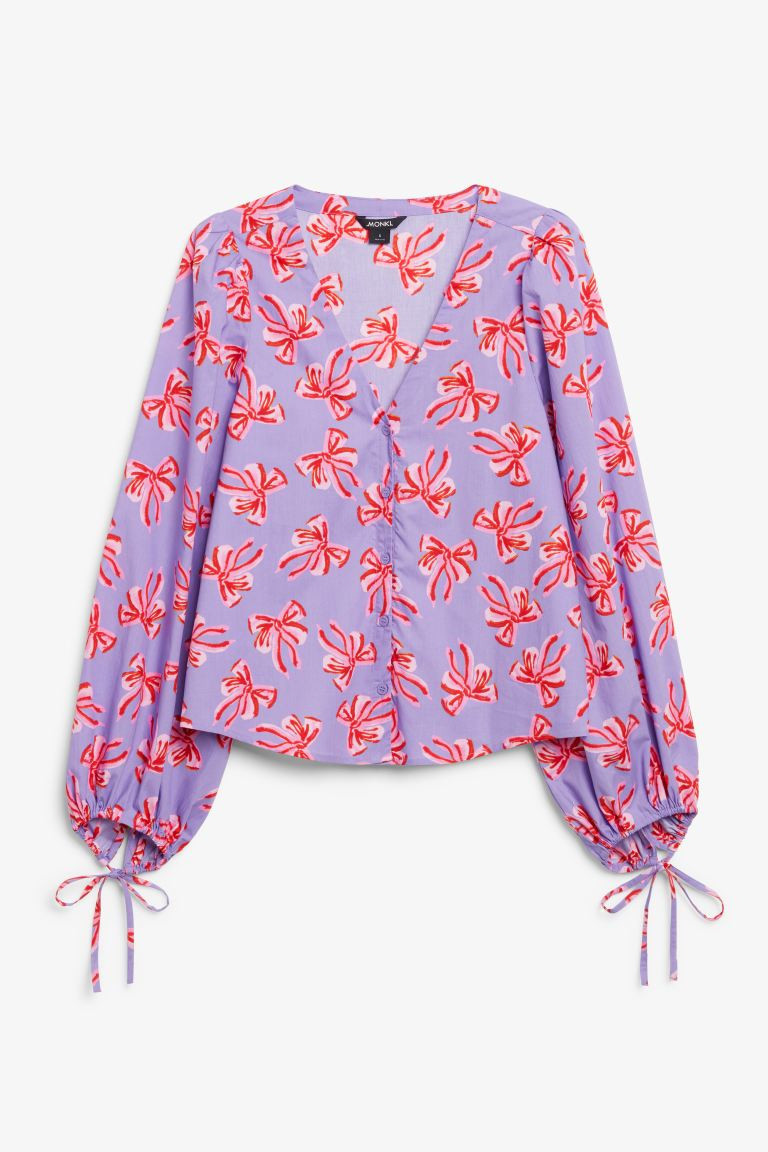 Blouse met gestrikte manchetten | H&M (DE, AT, CH, NL, FI)