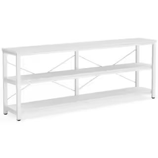 BYBLIGHT Turrella 70.8 in. White Rectangle Wood Console Table Extra Long TV Console with Storage ... | The Home Depot