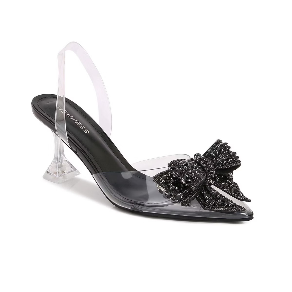 Berness Women's Nina Crystal Bow Clear Heels Black 7.5 | Target