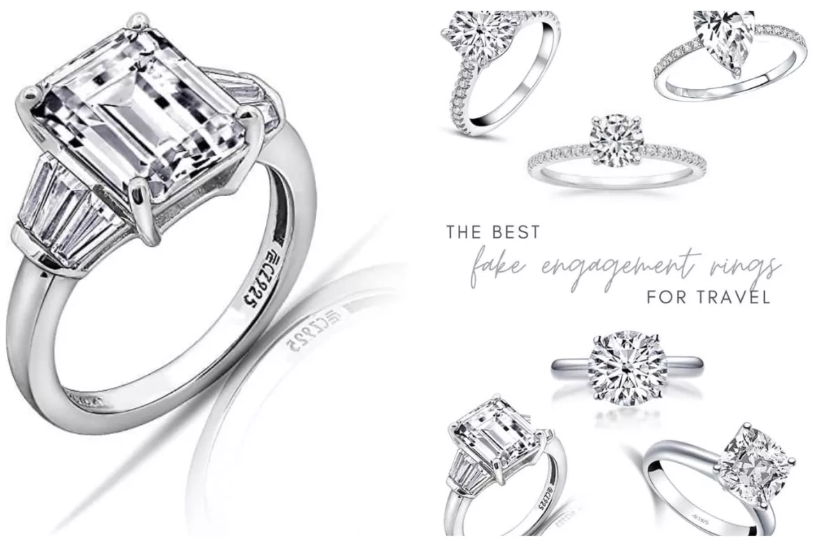 Sterling Silver Imitation Emerald and CZ 3 Ring Set Sterling Silver Imitation Emerald and CZ 3 Ring Set