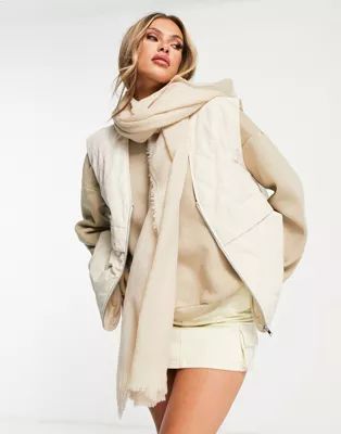 ASOS DESIGN wool mix lightweight scarf in camel | ASOS (Global)