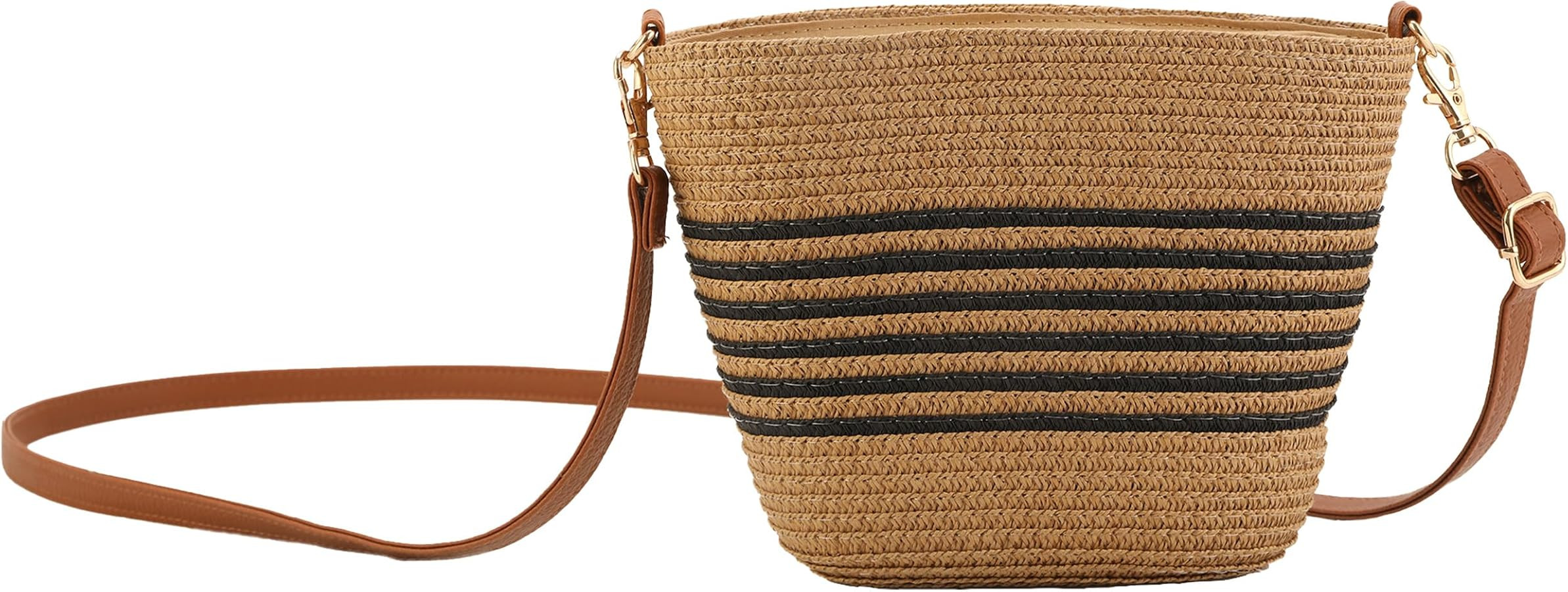 Straw Crossbody Purse for Women with Stripe Woven Straw Shoulder Bag with Adjustable Strap Purses... | Amazon (US)