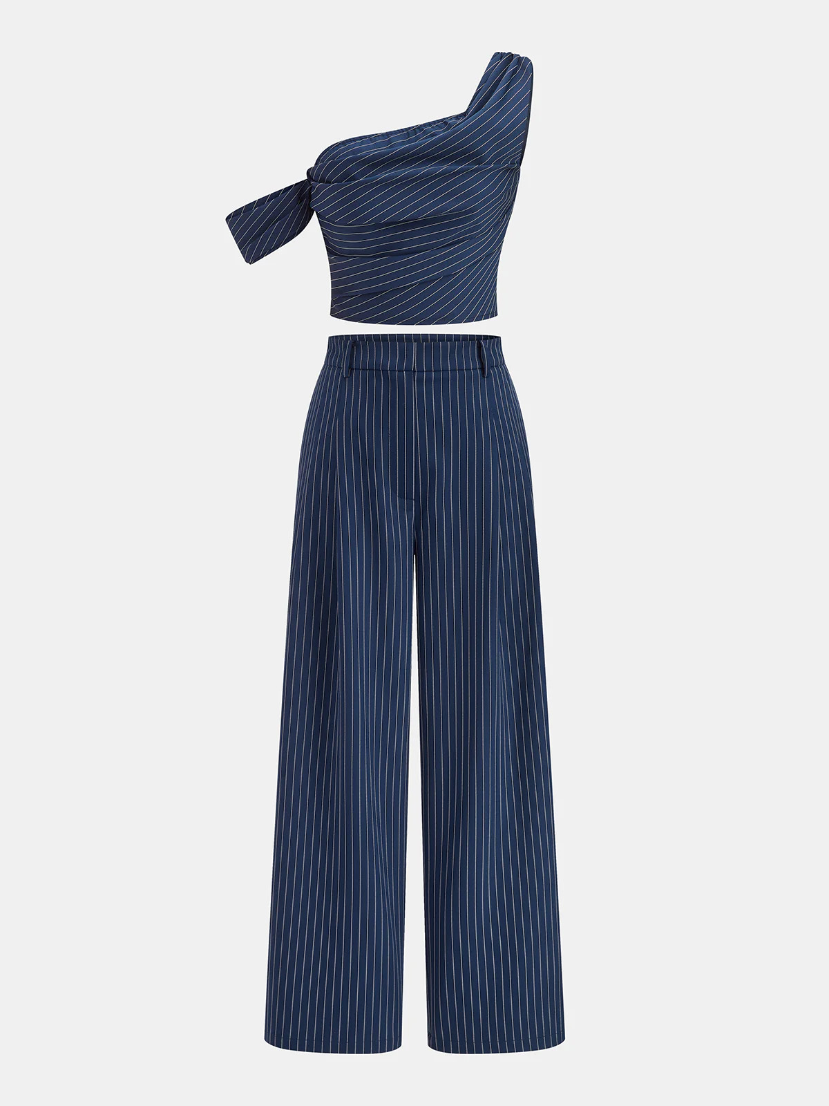 One-Shoulder Striped Top & Pants Set | Commense