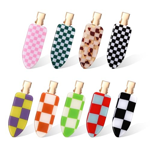 CWJCYTNSN 9Pcs Checkerboard No bend Hair Clips, No Crease Hair Clip Makeup Clips for Women Girls, Flat Hair Clips Hair Styling Accessories for Hairstyling Sectioning | Amazon (US)
