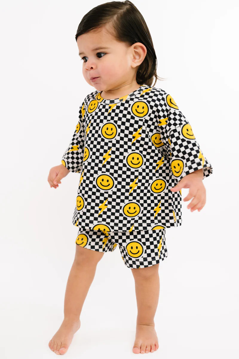 Black Bolt Check Slouchy Set | Little One Shop Co