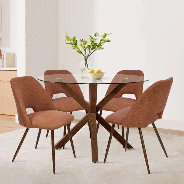 Aunnika 5-Piece 40 Inch Round Glass Dining Table Sets | Wayfair North America