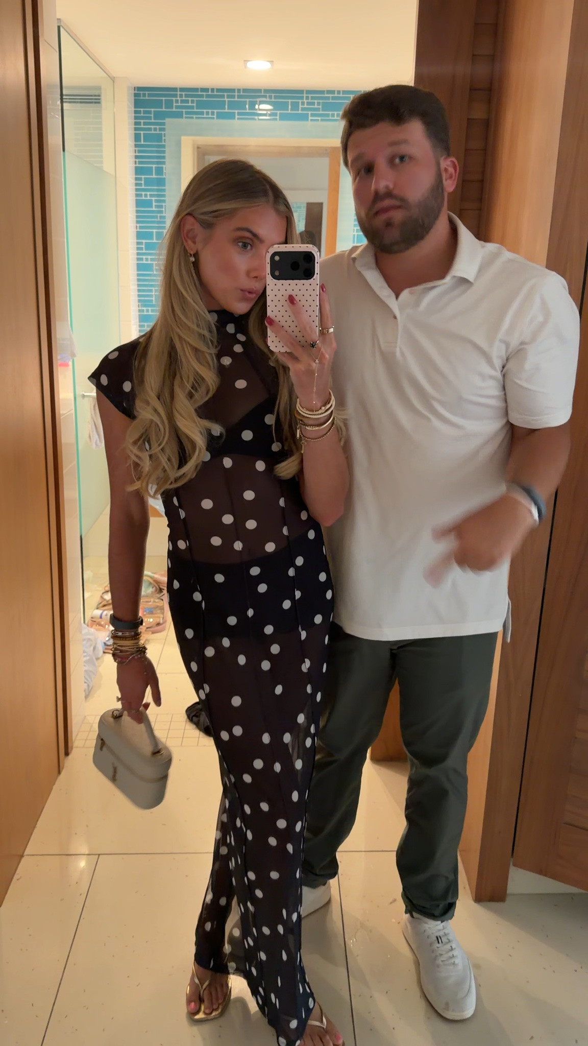 Joeys outfit: @petermillar white polo styled with his favorite @greyson green commuter pants and @rothys  sneakers. @Shopbop  

Sloane’s outfit: this dress had been on my wishlist on amazon for quite some time and this vacation was the perfect outfit opportunity 🤭  

#bahamasoutfits #vacationoutfits #goingoutoutfit #sheerdress #ootd @Lioness @Amazon Fashion @SKIMS @SAINT LAURENT @Walmart @REI

#LTKootd #LTKMens #LTKTravel