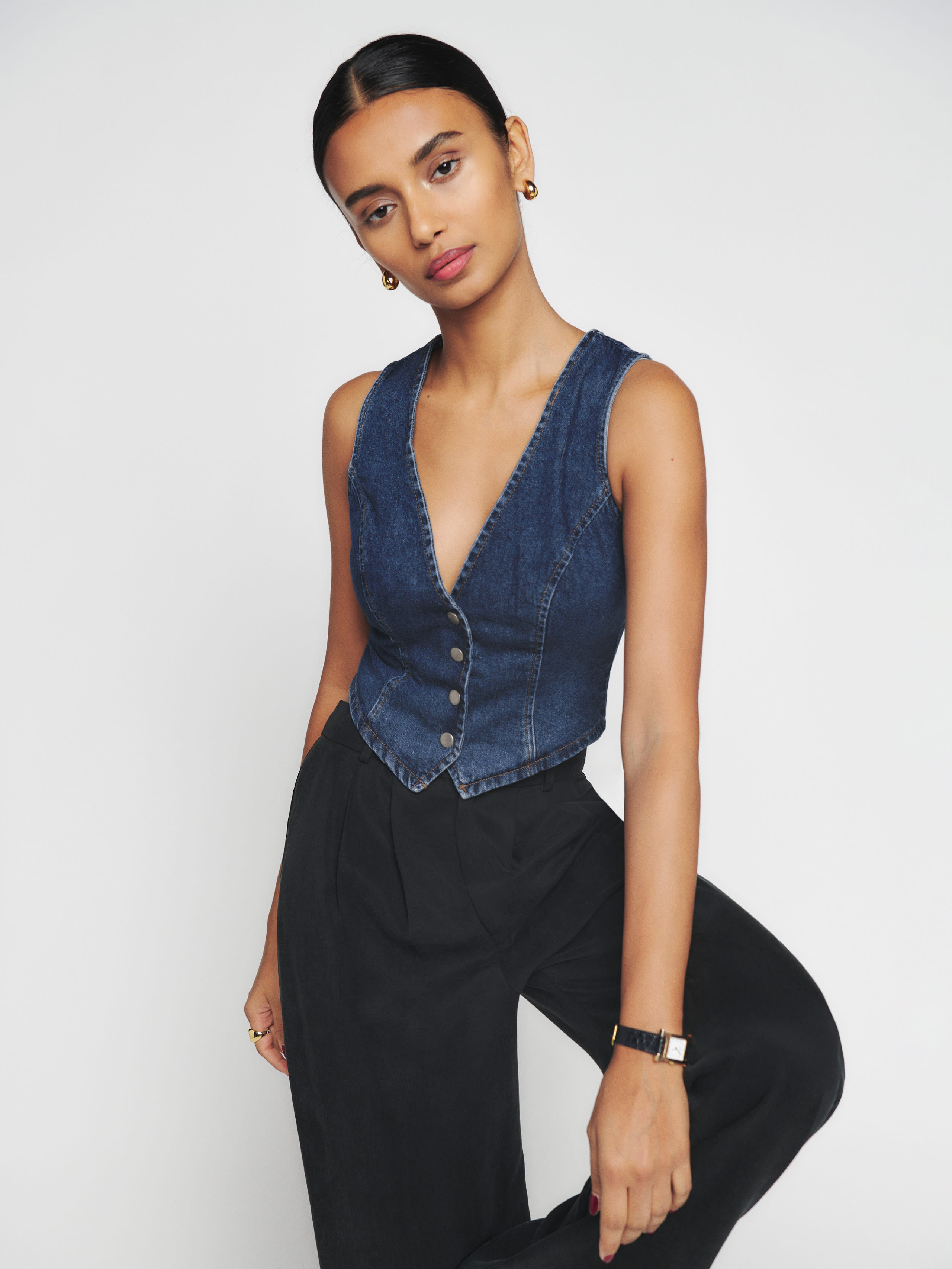 Devin Denim Vest | Reformation (Global)
