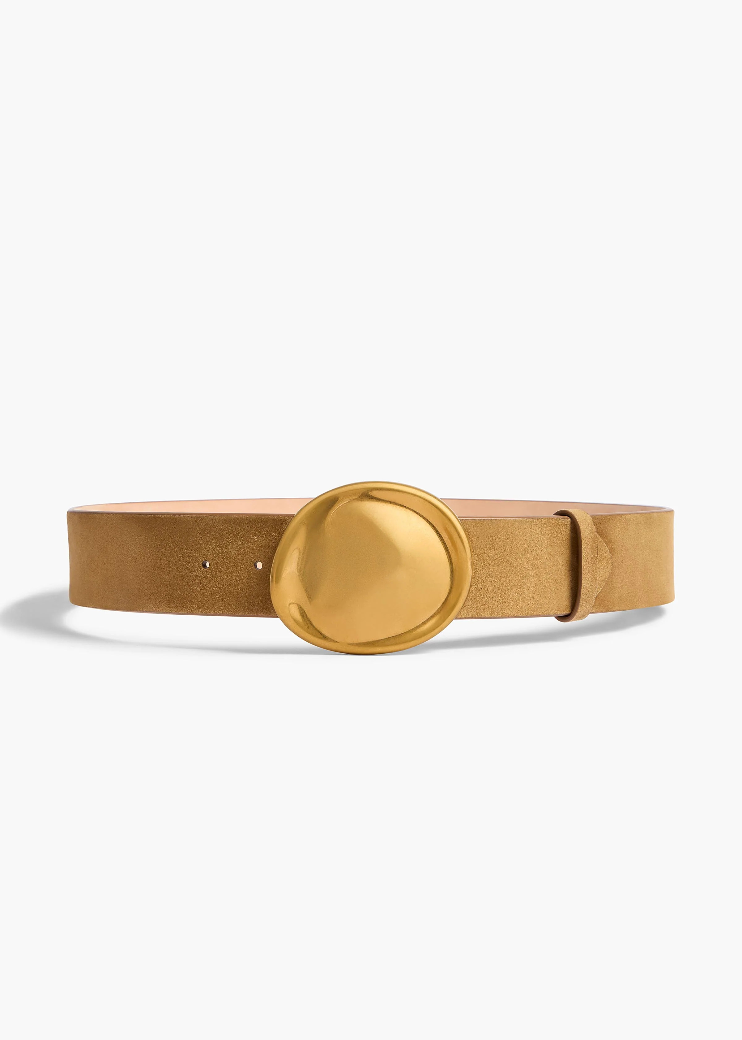 KHAITE - Keefe Belt In Mud Suede With Gold | Khaite